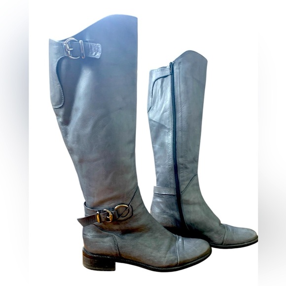 Arnold Churgin Italian made, 100% leather over the knee gray boots - Picture 3 of 17